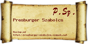 Presburger Szabolcs névjegykártya